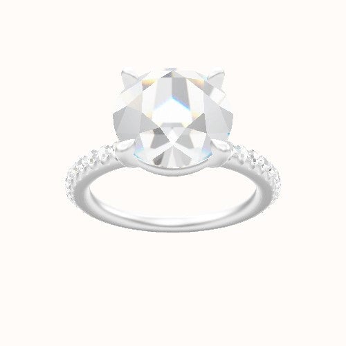 3/4 Pave Engagement Ring With Standard Four Prong Head