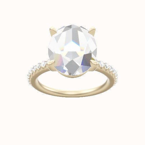 3/4 Pave Engagement Ring With Standard Four Prong Head