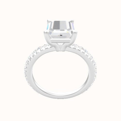 3/4 Pave Engagement Ring With Standard Four Prong Head