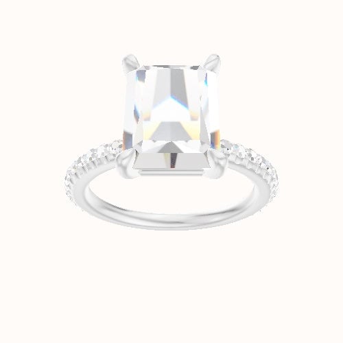 3/4 Pave Engagement Ring With Standard Four Prong Head