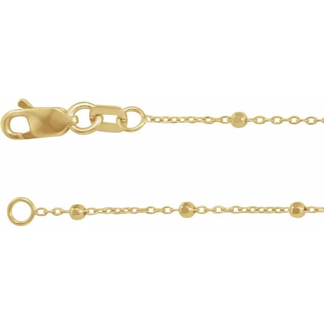 14kt Yellow Gold .85mm Faceted Satellite Cable Charm Necklace Chain