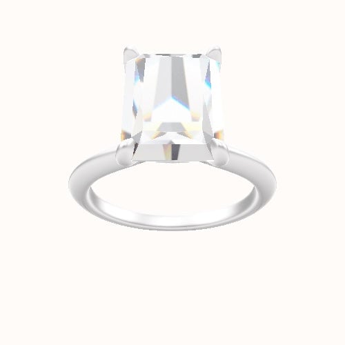 Beveled Solitaire Engagement Ring With Accent Diamond Head