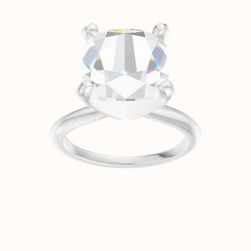 Beveled Solitaire Engagement Ring With Classic Four Prong Head