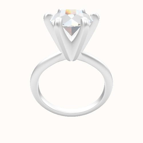 Beveled Solitaire Engagement Ring With Classic Six Prong Head