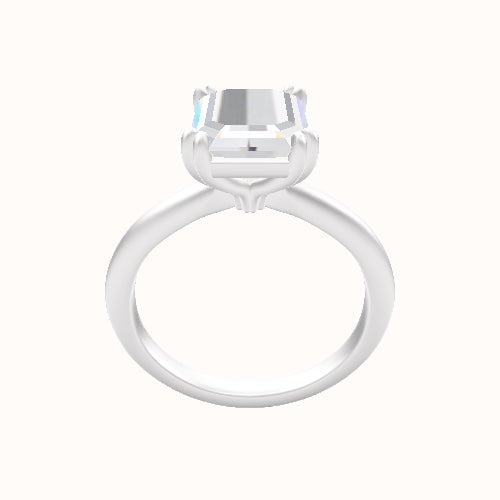 Beveled Solitaire Engagement Ring With Double Prongs Head