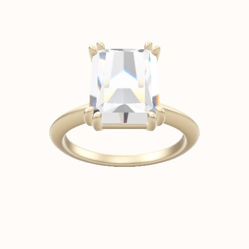 Beveled Solitaire Engagement Ring With Double Prongs Head