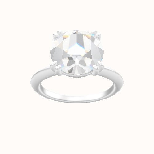 Beveled Solitaire Engagement Ring With Double Prongs Head