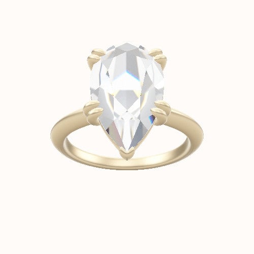 Beveled Solitaire Engagement Ring With Double Prongs Head and Matching Band