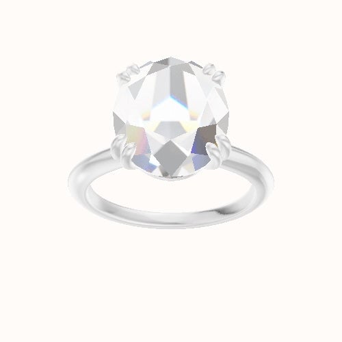 Beveled Solitaire Engagement Ring With Double Prongs Head