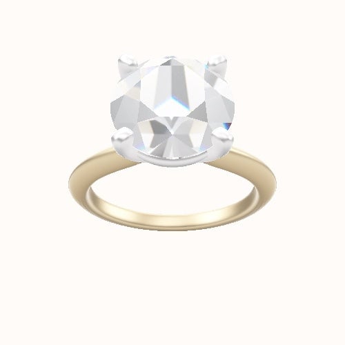 Beveled Solitaire Engagement Ring With High Set Four Prong Head