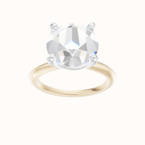 Beveled Solitaire Engagement Ring With High Set Four Prong Head