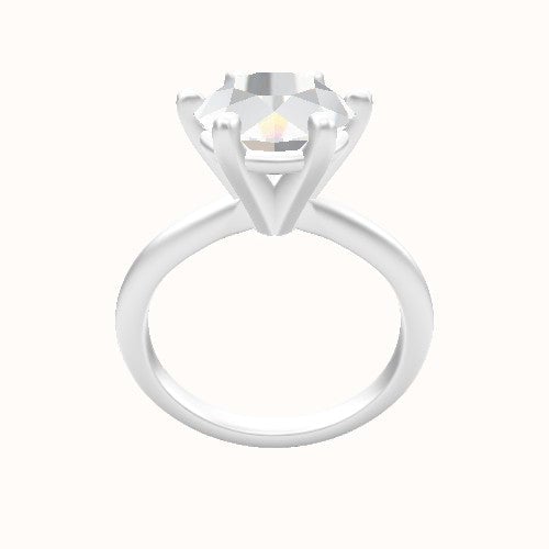 Beveled Solitaire Engagement Ring With High Set Six Prong Head