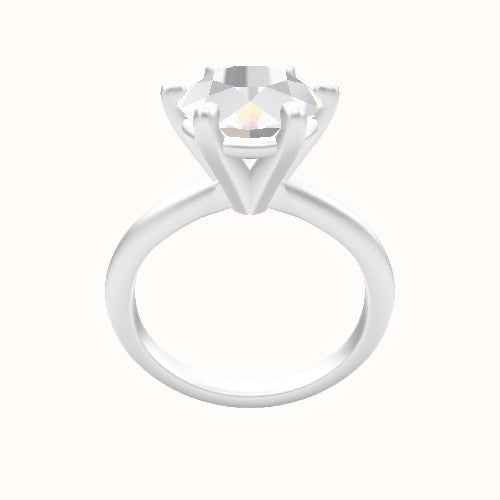 Beveled Solitaire Engagement Ring With High Set Six Prong Head