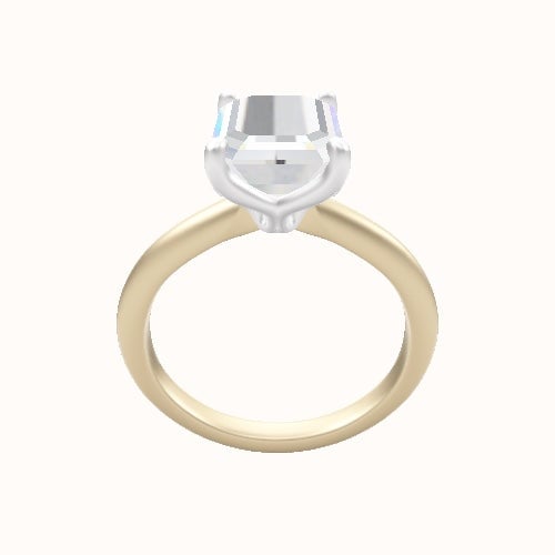 Beveled Solitaire Engagement Ring With Petal Four Prong Head