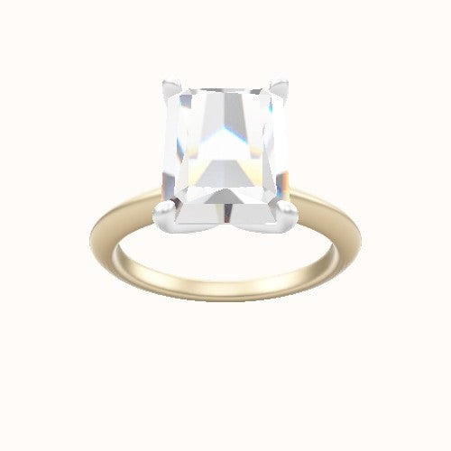 Beveled Solitaire Engagement Ring With Petal Four Prong Head
