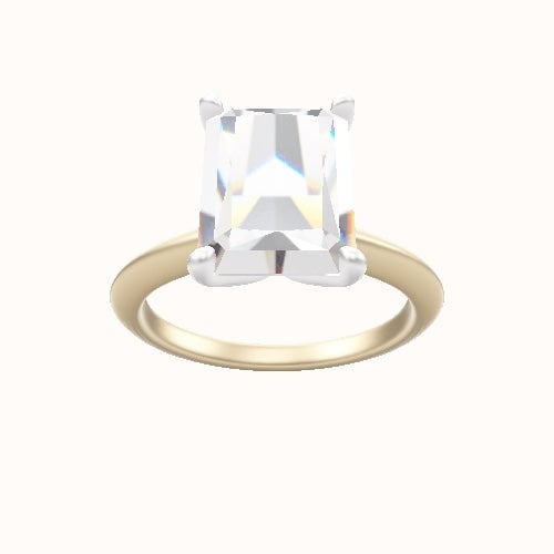 Beveled Solitaire Engagement Ring With Petal Four Prong Head