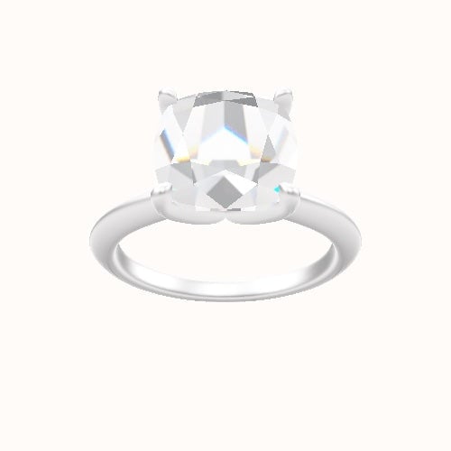 Beveled Solitaire Engagement Ring With Petal Four Prong Head