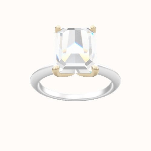 Beveled Solitaire Engagement Ring With Petal Four Prong Head