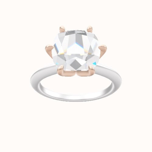 Beveled Solitaire Engagement Ring With Petal Six Prong Head
