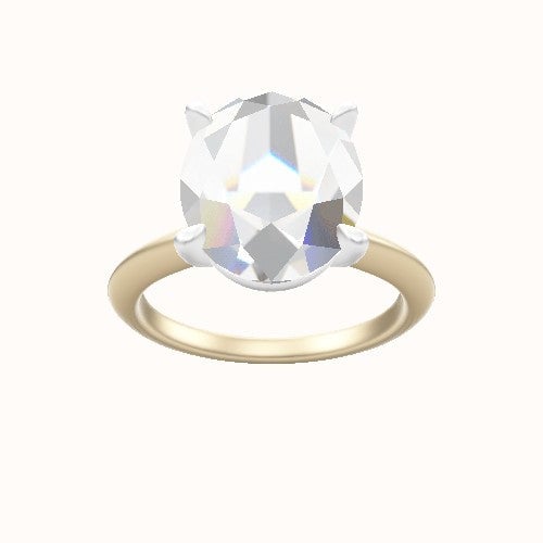 Beveled Solitaire Engagement Ring With Standard Four Prong Head