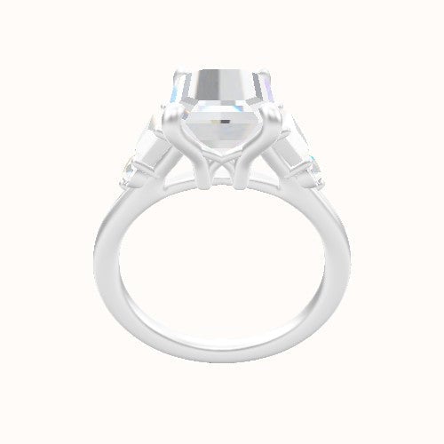 Cathedral Band Trapezoid & Round Sidestones Engagement Ring With X Gallery Head