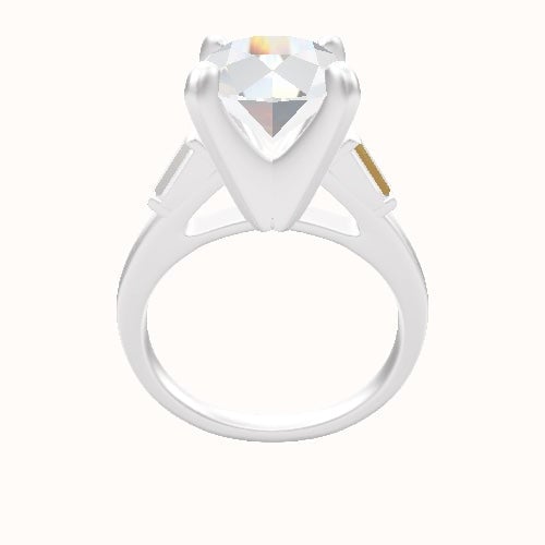 Cathedral Band with Baguette Sidestones Engagement Ring With Classic Four Prong Head