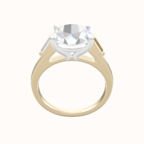 Cathedral Band with Baguette Sidestones Engagement Ring With Standard Four Prong Head