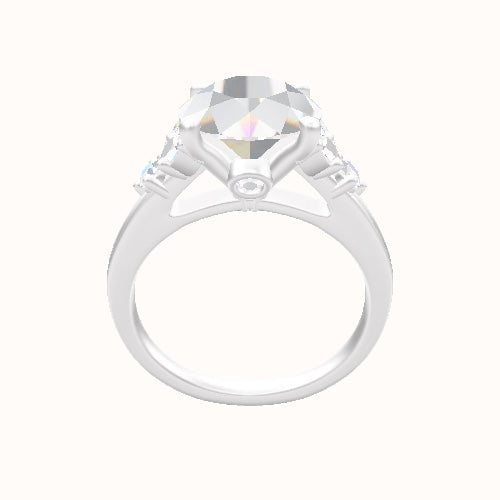 Cathedral Band with Marquise & Round Diamond Sidestones Engagement Ring With Accent Diamond Head