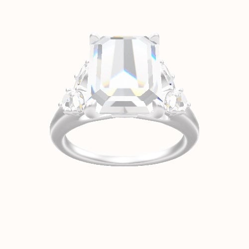 Cathedral Band with Marquise & Round Diamond Sidestones Engagement Ring With Accent Diamond Head