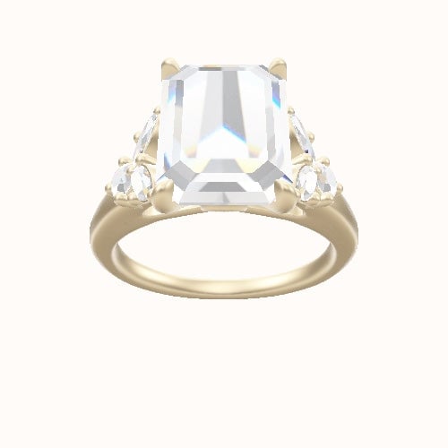 Cathedral Band with Marquise & Round Diamond Sidestones Engagement Ring With Accent Diamond Head