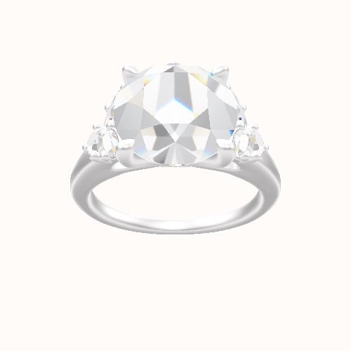 Cathedral Band with Marquise & Round Diamond Sidestones Engagement Ring With Four Prong Head