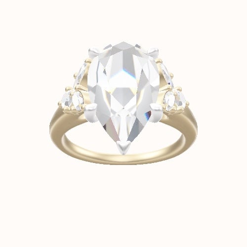 Cathedral Band with Marquise & Round Diamond Sidestones Engagement Ring With Four Prong Head