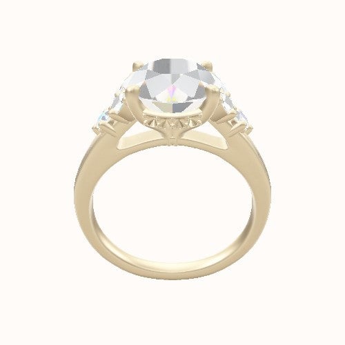 Cathedral Band with Marquise & Round Diamond Sidestones Engagement Ring With Front set gallery Head