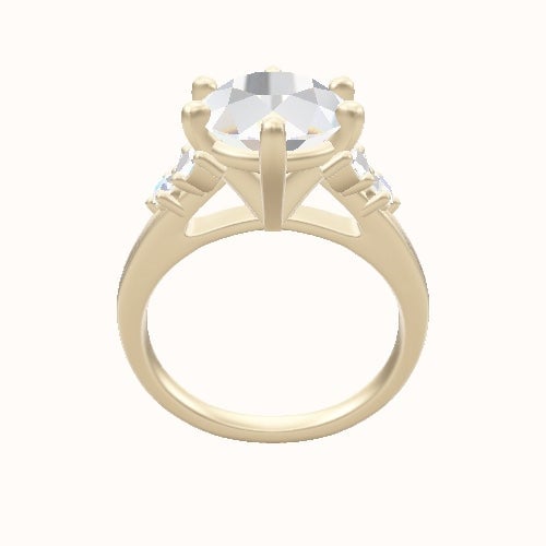 Cathedral Band with Marquise & Round Diamond Sidestones Engagement Ring With High Set Six Prong Head