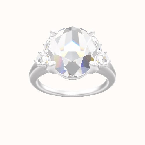 Cathedral Band with Marquise & Round Diamond Sidestones Engagement Ring With Low Set Four Prong Head