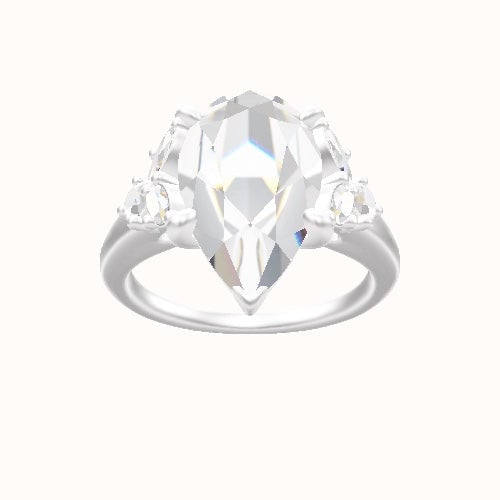 Cathedral Band with Marquise & Round Diamond Sidestones Engagement Ring With Low Set Four Prong Head and Matching Band