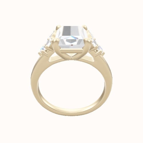 Cathedral Band with Marquise & Round Diamond Sidestones Engagement Ring With Low Set Four Prong Head