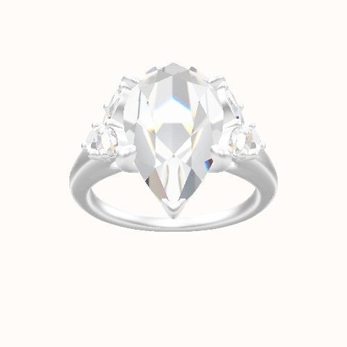 Cathedral Band with Marquise & Round Diamond Sidestones Engagement Ring With Low Set Four Prong Head