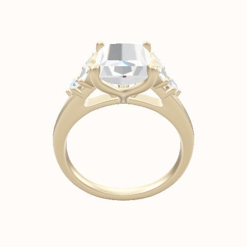 Cathedral Band with Marquise & Round Diamond Sidestones Engagement Ring With Petal Four Prong Head
