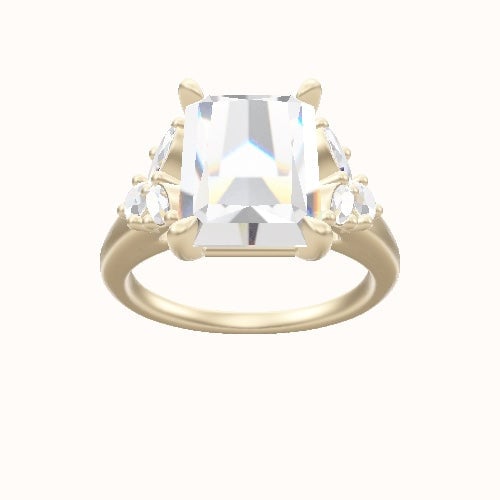 Cathedral Band with Marquise & Round Diamond Sidestones Engagement Ring With Standard Four Prong Head