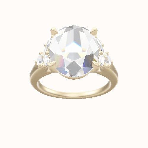 Cathedral Band with Marquise & Round Diamond Sidestones Engagement Ring With Standard Four Prong Head