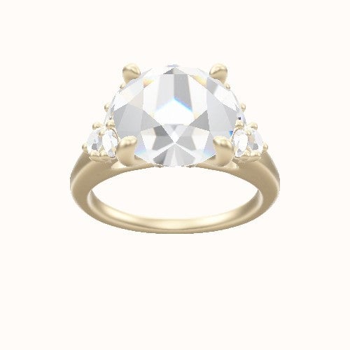 Cathedral Band with Marquise & Round Diamond Sidestones Engagement Ring With X Gallery Head