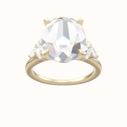 Cathedral Band with Marquise & Round Sidestone Trio Engagement Ring With Accent Diamond Head