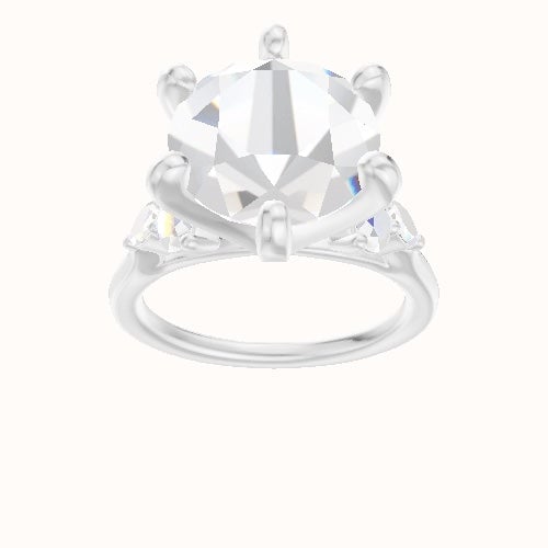 Cathedral Band with Marquise & Round Sidestone Trio Engagement Ring With Classic Six Prong Head