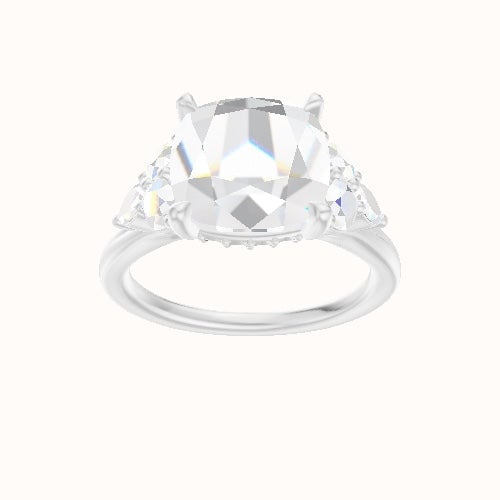 Cathedral Band with Marquise & Round Sidestone Trio Engagement Ring With Front set gallery Head