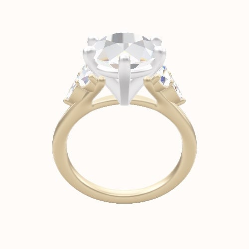 Cathedral Band with Marquise & Round Sidestone Trio Engagement Ring With High Set Six Prong Head