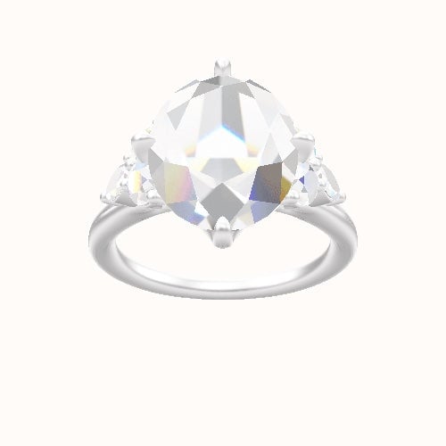 Cathedral Band with Marquise & Round Sidestone Trio Engagement Ring With Petal Compass Prong Head
