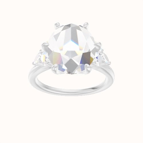 Cathedral Band with Marquise & Round Sidestone Trio Engagement Ring With Petal Six Prong Head