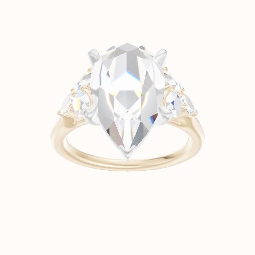 Cathedral Band with Marquise & Round Sidestone Trio Engagement Ring With Standard Four Prong Head