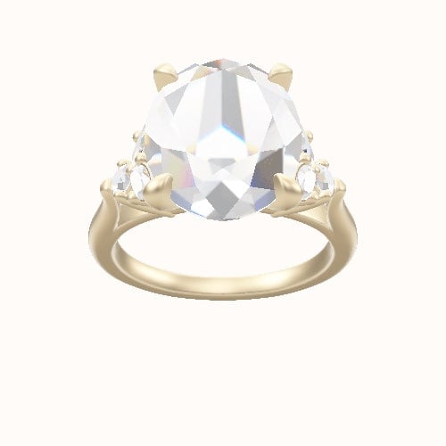 Cathedral Band with Marquise & Round Sidestones Engagement Ring With Accent Diamond Head